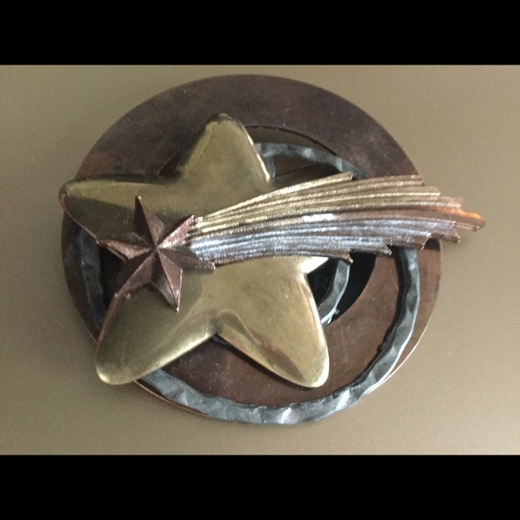 Copper shooting star brooch handmade - Picture 2 of 4